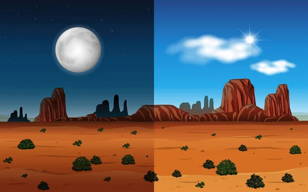 Day and night in a desert illustration