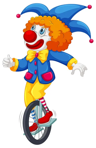 Kleurrijke Clown Rijden Een Eenwieler Illustratie — Stockvector