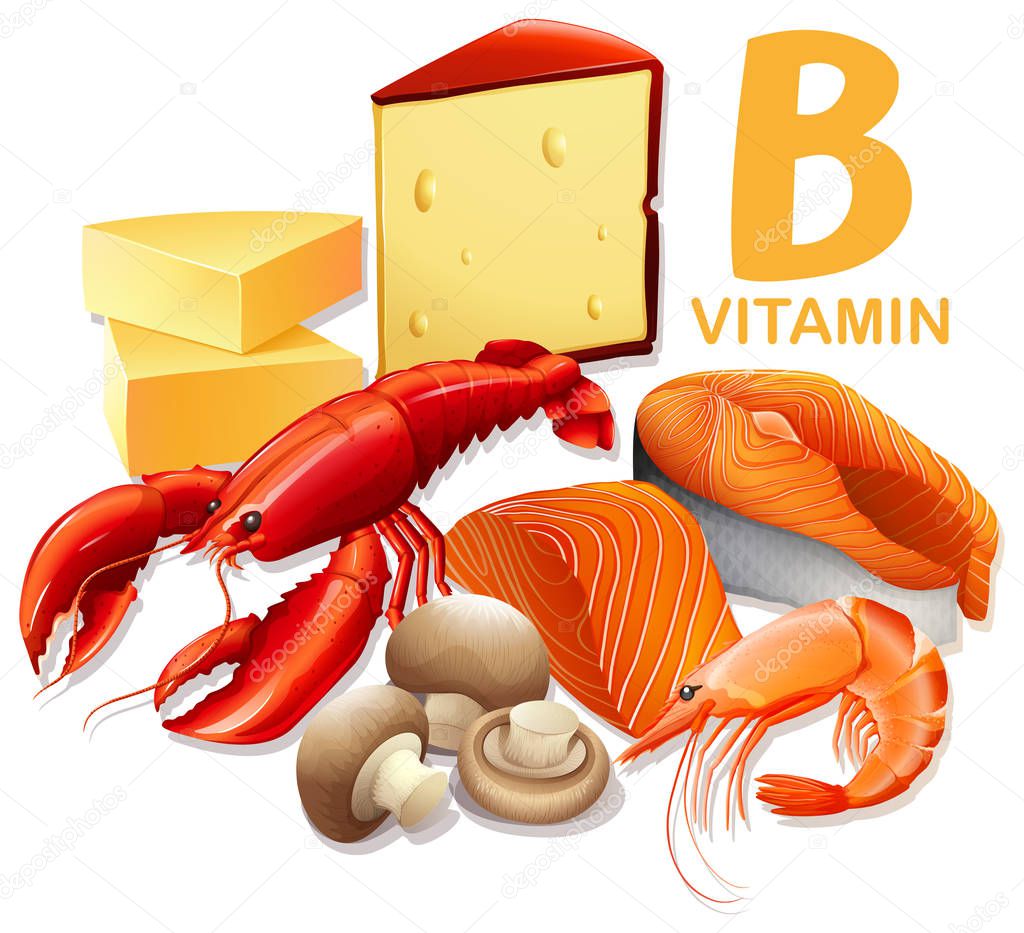 A Set of Vitamin B Food illustration