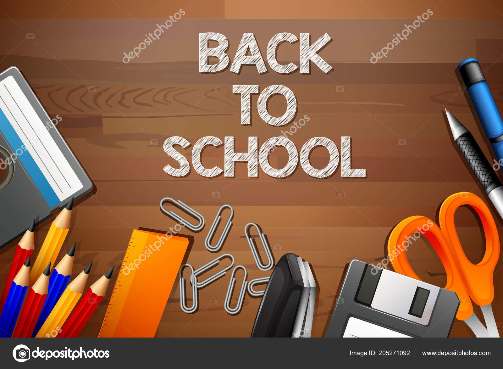 学校の木製のテンプレート図に戻る ストックベクター