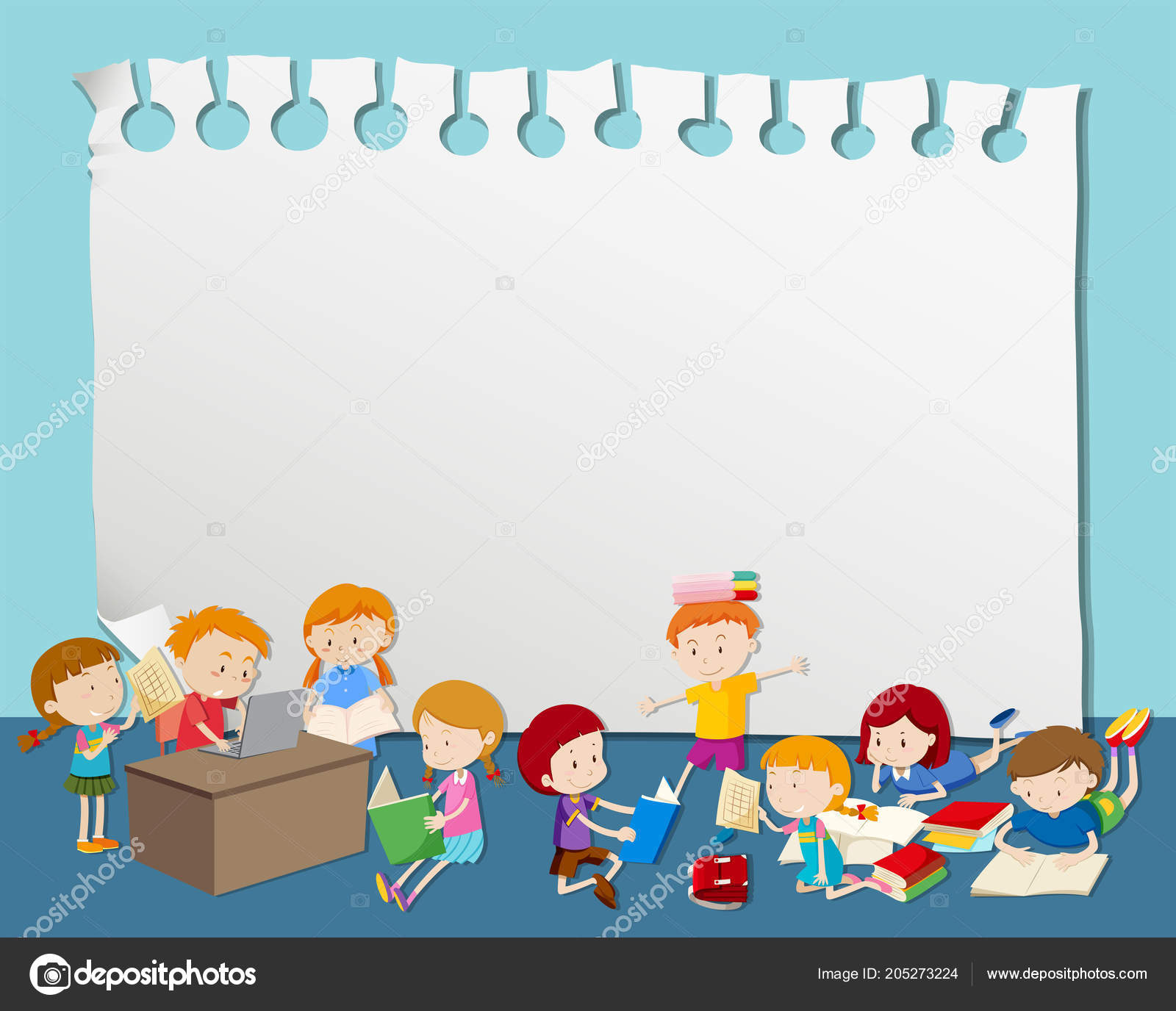 子供の読書とイラストの勉強と空白のフレーム ストックベクター ©blueringmedia 205273224, image size:1600x1376
