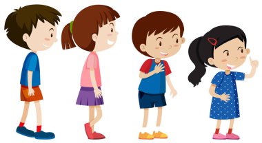 A set of children line up illustration clipart