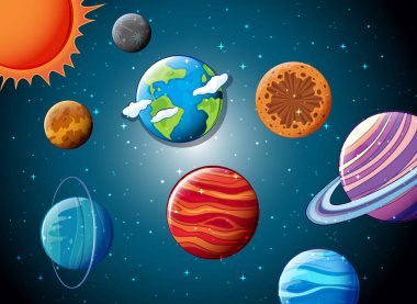 Güneş sistemi uzay resimde