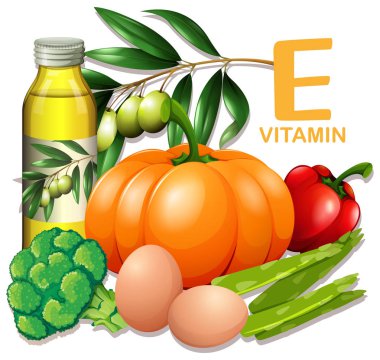 E vitamini gıda ayarla illüstrasyon