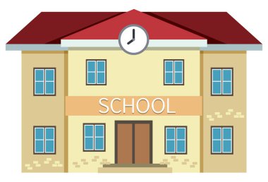 Sarı okul binası illüstrasyon