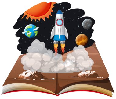 Kitap alan sahne Illustration bir pop