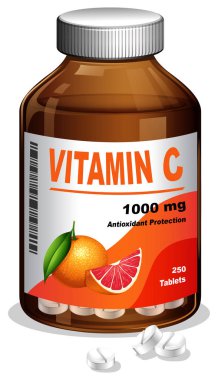 C vitamini şişe illüstrasyon