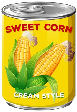 Tatlı Mısır krem tarzı resimde bir teneke