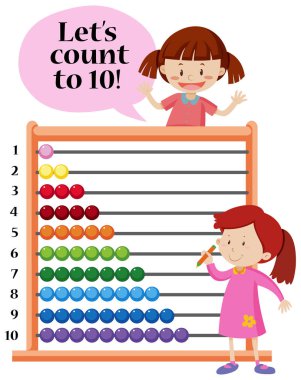 Sağlar sayısını, 10 abacus konsept illüstrasyon