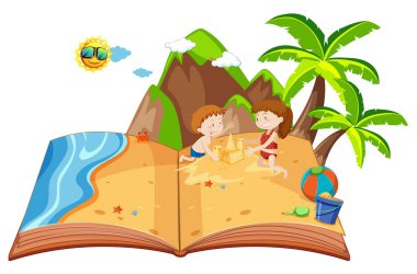 Çocuk kitap Illustration kadar pop bir adada oyun