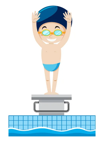 Swimmer Springboard Illustration — Stock Vector