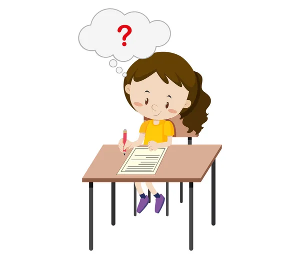 Una Chica Tomando Ilustración Del Examen — Vector de stock