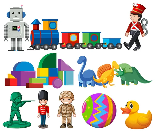 Conjunto Crianças Brinquedos Ilustração —  Vetores de Stock