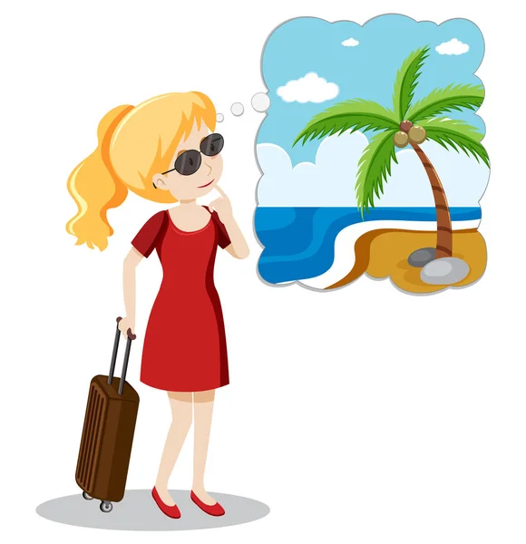 A blonde girl going summer holiday illustration