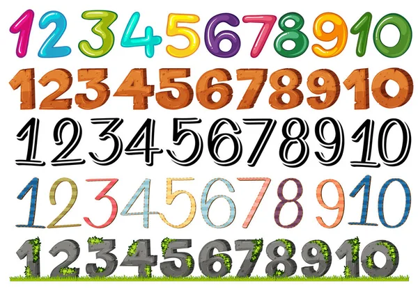 Set Numbers Fonts Illustration — Stock Vector