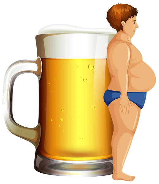 Man Beer Belly Illustration — Stock Vector