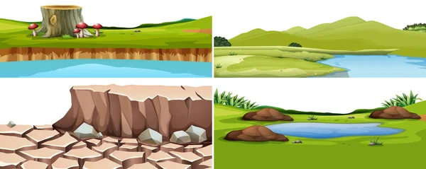 一组自然景观插图 — 图库矢量图片