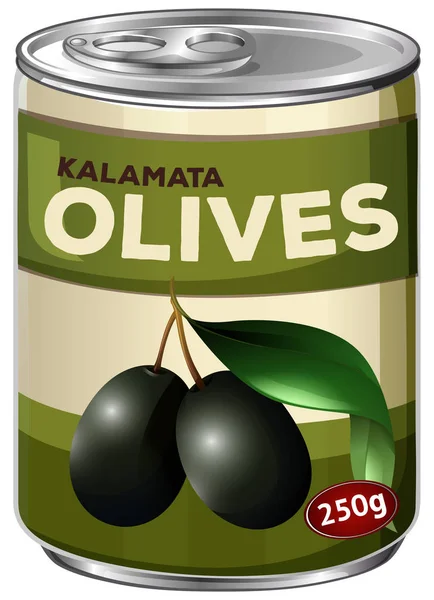 Sebuah Tine Kalamata Black Olives Illustration - Stok Vektor