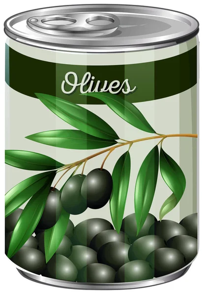 Une Boîte Olives Noires Illustration — Image vectorielle