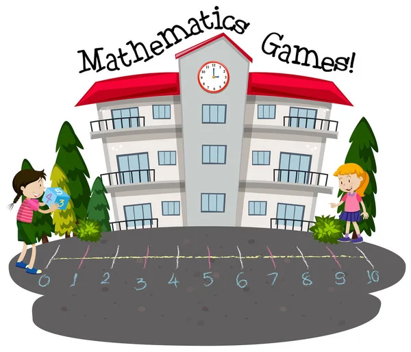 Estudiantes Jugando Matemáticas Juegos Ilustración — Vector de stock