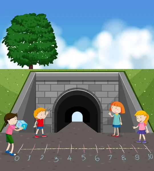 A group of children playing math game illustration