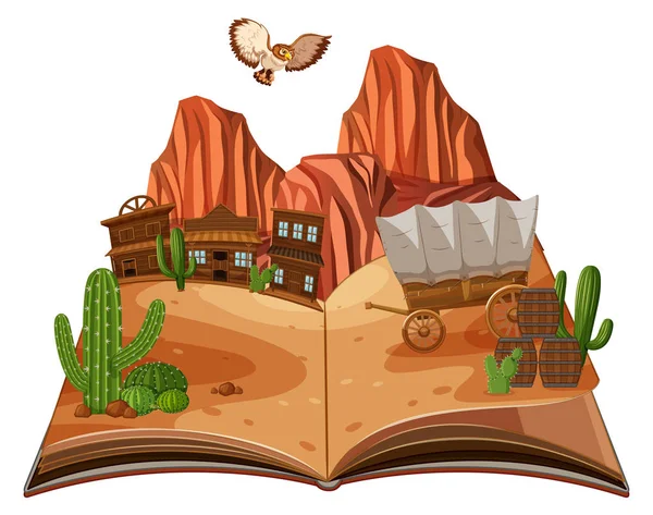 A pop up book desert scene illustration