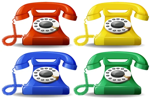 Set Colourful Classic Telephone Illustration — Stock Vector