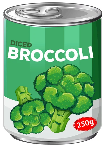 Tin Nakrájené Brokolice Ilustrace — Stockový vektor