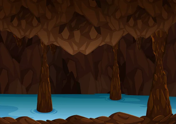川のイラストが地下洞窟 — ストックベクタ