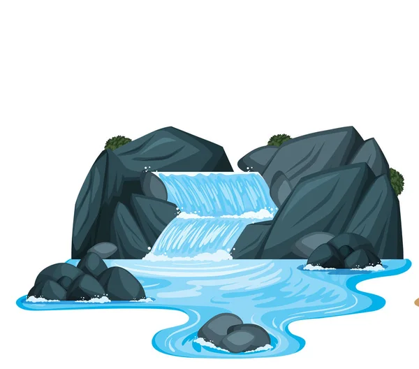 Маленький Водоспад Ілюстрацією Каменів — стоковий вектор