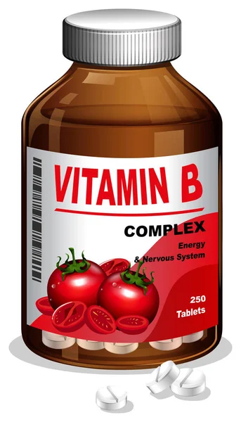 Bottle Vitamin Tablets Illustration — Stock Vector