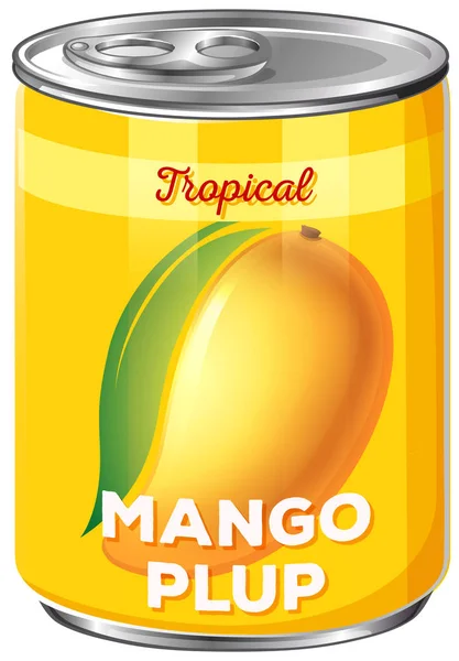 トロピカル マンゴー パルプ イラストの缶 — ストックベクタ