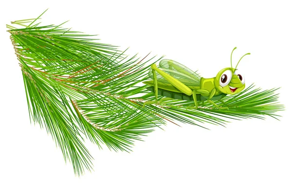 Branch Happy Grasshopper Illustration — Stock Vector