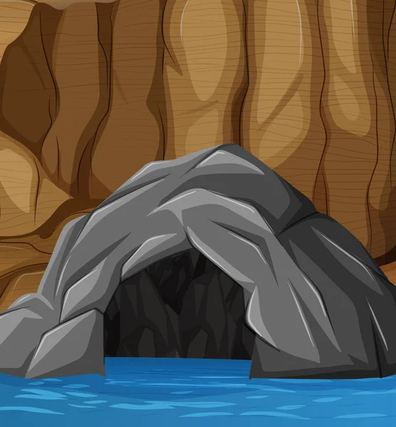 Ilustración Entrada Cueva Inundada Natural — Vector de stock