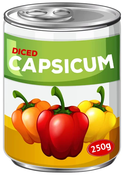 Uma Lata Capsicum Cubos Ilustração — Vetor de Stock