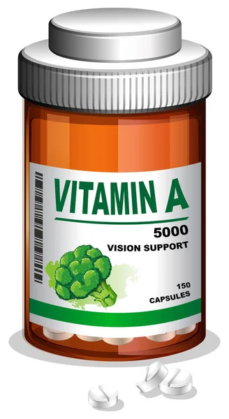 Vitamini Bir Şişe Illüstrasyon Kapsüller — Stok Vektör