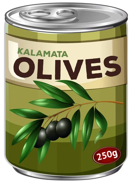 Sebuah Tin Black Olive Ilustrasi - Stok Vektor