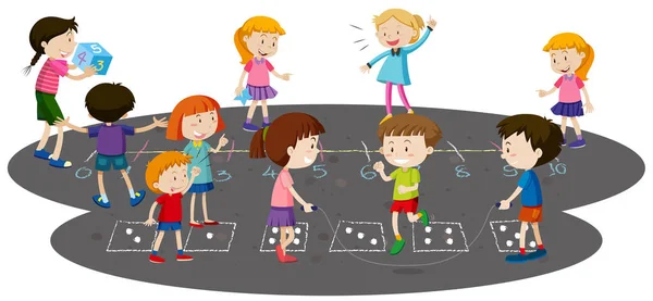 Children Playing Together Illustration — Stock Vector