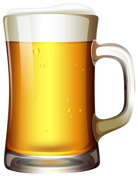 Uma Caneca Cerveja Sobre Fundo Branco Ilustração — Vetor de Stock
