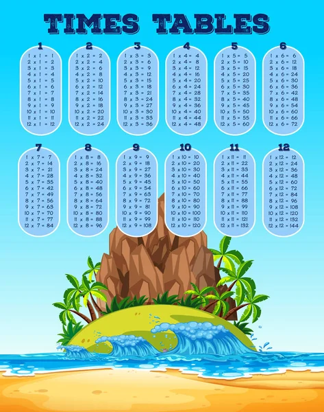 Stundenplan Plakat Mit Insel Illustration — Stockvektor
