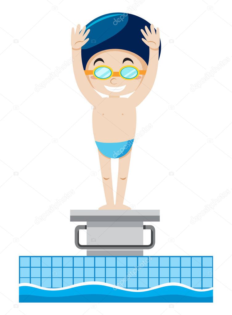 A swimmer on springboard illustration