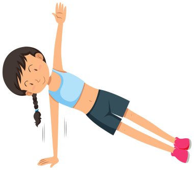 Bir genç kadın ağırlık eğitim egzersiz illüstrasyon