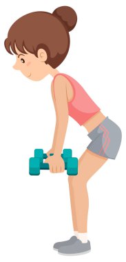 Bir genç kadın ağırlık eğitim egzersiz illüstrasyon