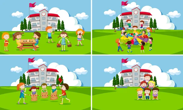 Öğrenciler okul illüstrasyon adlı bir dizi