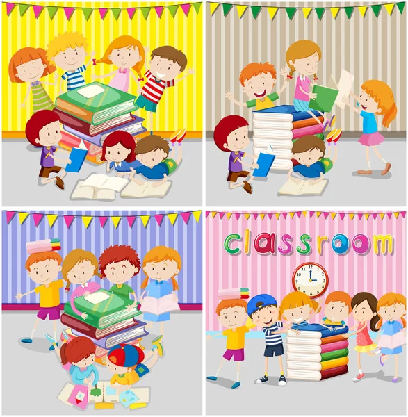 A set of children study illustration