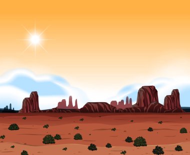 Çöl manzara sahne illüstrasyon