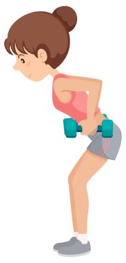 Bir kız dumbbell illüstrasyon kaldırma