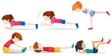 Ağırlık eğitim illüstrasyon bir dizi