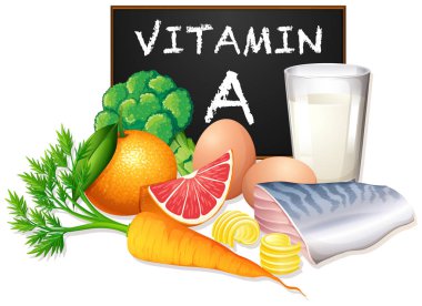 A vitamini gıda ayarla illüstrasyon