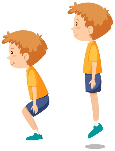 Jongen Doen Springen Oefeningen Illustratie — Stockvector